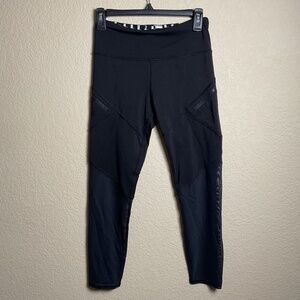 Ivivva By Lululemon Girls 14 Black Hyper Track Crop Leggings Mesh Legs W/Pockets